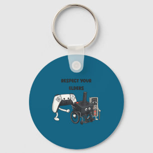 Respect Your Elders Funny Gaming 80s Style Old New Key Ring
