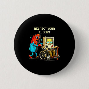 Respect Your Elders Funny Retro Gaming  6 Cm Round Badge