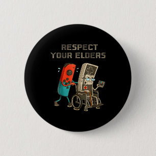 Respect Your Elders Funny Retro Gaming Clic Consol 6 Cm Round Badge