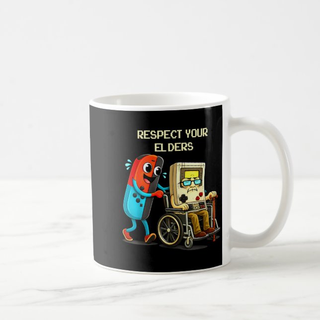 Respect Your Elders Funny Retro Gaming  Coffee Mug (Right)