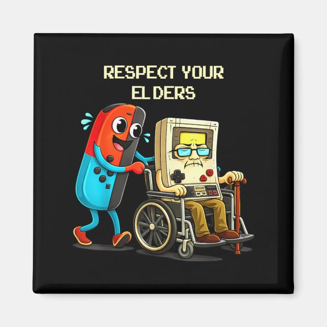 Respect Your Elders Funny Retro Gaming  Magnet (Front)