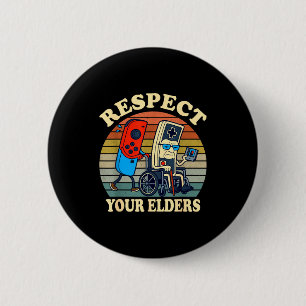 Respect Your Elders Gaming Control 80s Retro Funny 6 Cm Round Badge