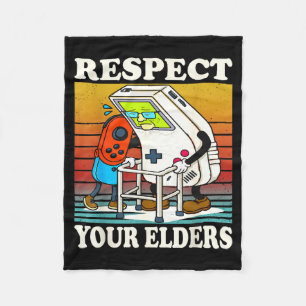 Respect Your Elders Gaming Control 80s Retro Funny Fleece Blanket