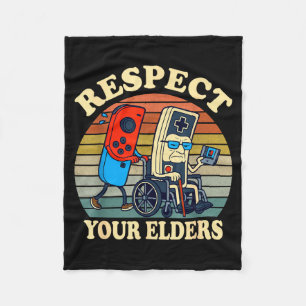 Respect Your Elders Gaming Control 80s Retro Funny Fleece Blanket