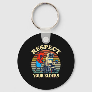 Respect Your Elders Gaming Control 80s Retro Funny Key Ring
