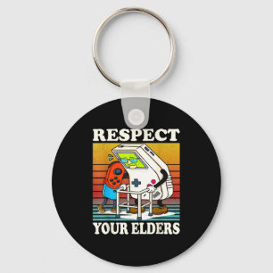 Respect Your Elders Gaming Control 80s Retro Funny Key Ring