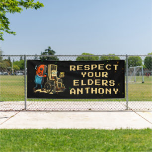 Respect Your Elders Gaming Control Retro Funny Banner