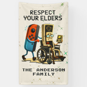 Respect Your Elders Gaming Control Retro Funny Banner