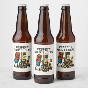 Respect Your Elders Gaming Control Retro Funny Beer Bottle Label