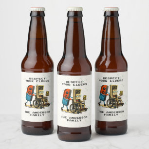 Respect Your Elders Gaming Control Retro Funny Beer Bottle Label