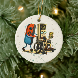Respect Your Elders Gaming Control Retro Funny Ceramic Tree Decoration