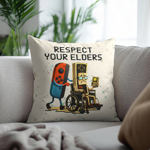 Respect Your Elders Gaming Control Retro Funny Cushion
