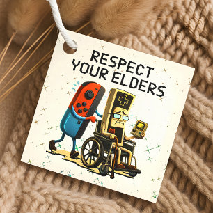 Respect Your Elders Gaming Control Retro Funny Favour Tags