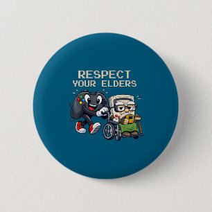 Respect Your Elders Gaming Control Retro Funny Gam 6 Cm Round Badge