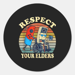 Respect Your Elders Gaming Control Retro Funny Gam Classic Round Sticker