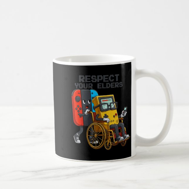 Respect Your Elders Gaming Control Retro Funny Gam Coffee Mug (Right)