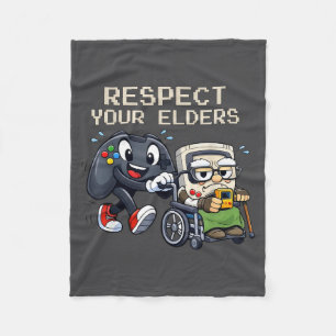 Respect Your Elders Gaming Control Retro Funny Gam Fleece Blanket