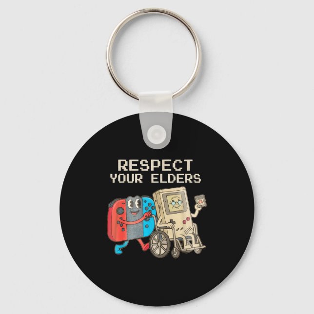 Respect Your Elders Gaming Control Retro Funny Gam Key Ring (Front)