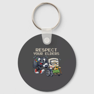 Respect Your Elders Gaming Control Retro Funny Gam Key Ring