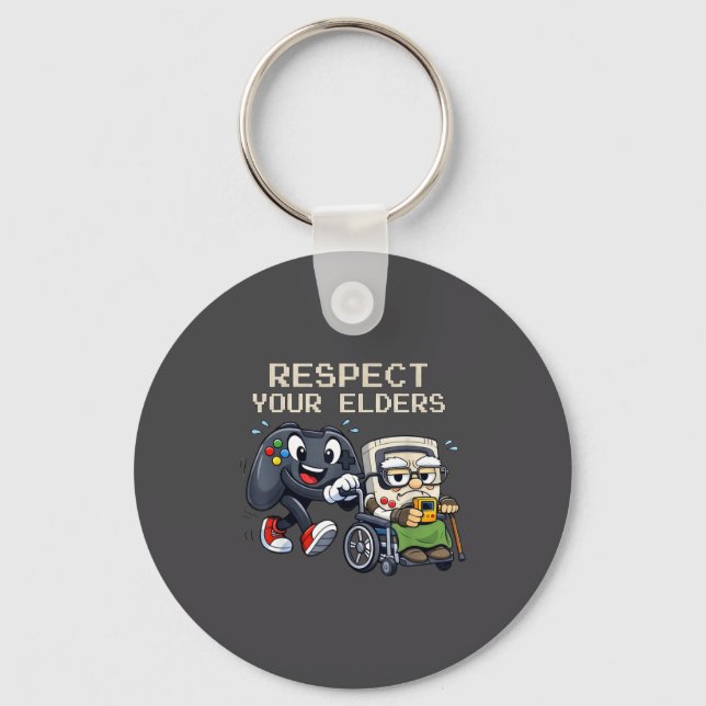Respect Your Elders Gaming Control Retro Funny Gam Key Ring (Front)