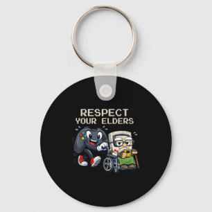 Respect Your Elders Gaming Control Retro Funny Gam Key Ring