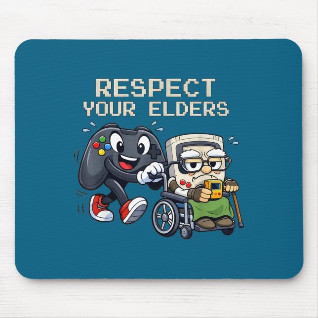 Respect Your Elders Gaming Control Retro Funny Gam Mouse Pad (Front)