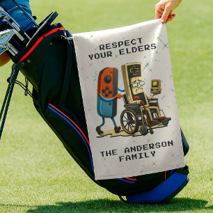 Respect Your Elders Gaming Control Retro Funny Golf Towel