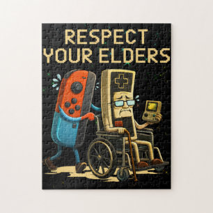 Respect Your Elders Gaming Control Retro Funny Jigsaw Puzzle