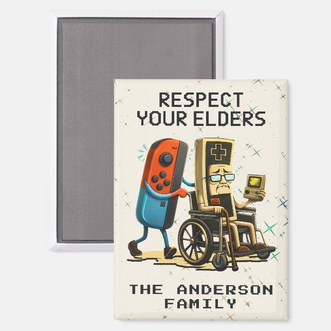 Respect Your Elders Gaming Control Retro Funny Magnet (Front/Back)