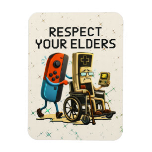 Respect Your Elders Gaming Control Retro Funny Magnet