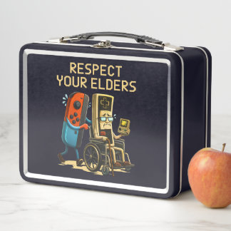 Respect Your Elders Gaming Control Retro Funny Metal Lunch Box