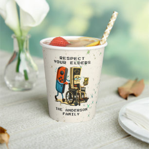 Respect Your Elders Gaming Control Retro Funny Paper Cups