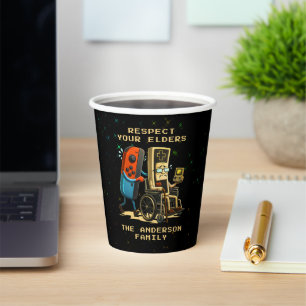 Respect Your Elders Gaming Control Retro Funny Paper Cups