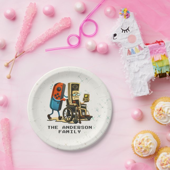 Respect Your Elders Gaming Control Retro Funny Paper Plate (Party)