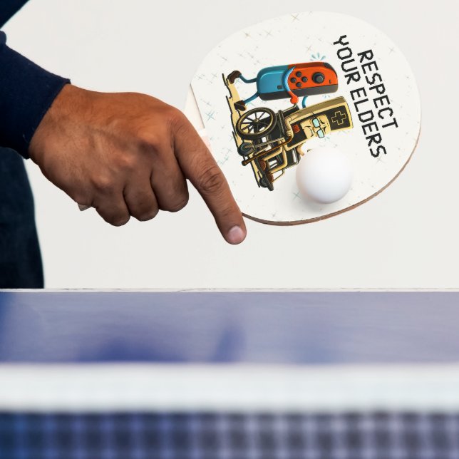 Respect Your Elders Gaming Control Retro Funny Ping Pong Paddle (Insitu)