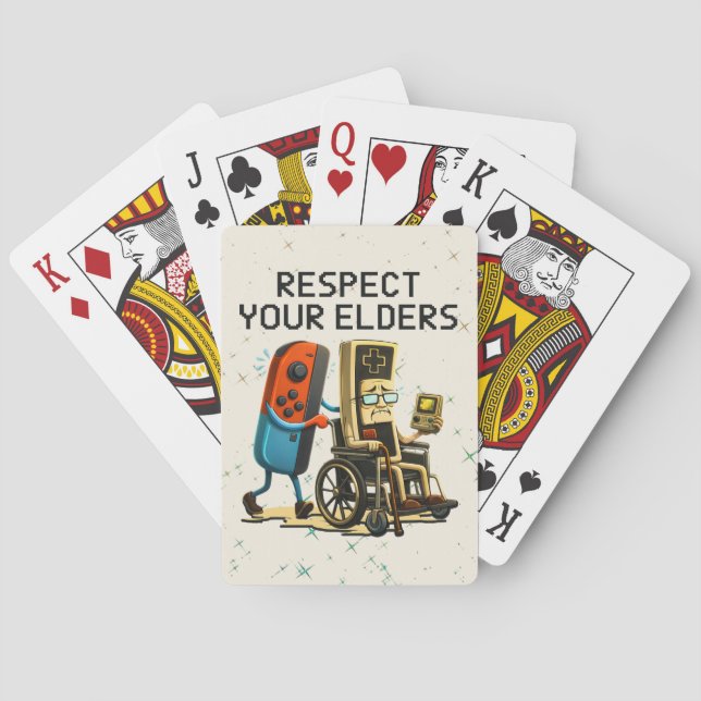 Respect Your Elders Gaming Control Retro Funny Playing Cards (Back)
