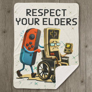 Respect Your Elders Gaming Control Retro Funny Sherpa Blanket