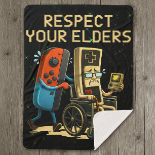 Respect Your Elders Gaming Control Retro Funny Sherpa Blanket