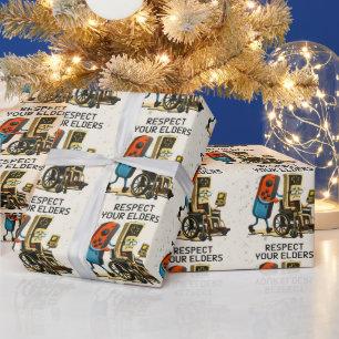 Respect Your Elders Gaming Control Retro Funny Wrapping Paper