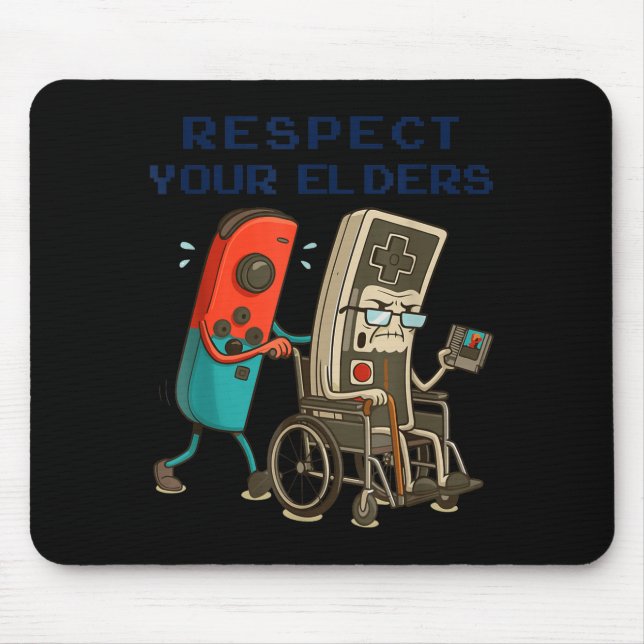 Respect Your Elders Retro Gaming Control Gamer Con Mouse Pad (Front)