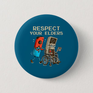 Respect Your Elders Retro Gaming Controller Funny  6 Cm Round Badge