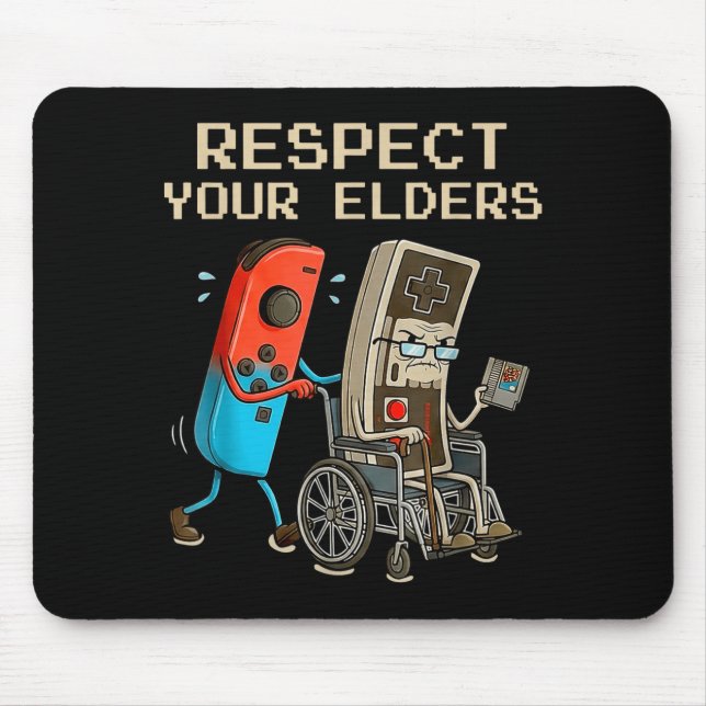 Respect Your Elders Retro Gaming Controller Funny  Mouse Pad (Front)