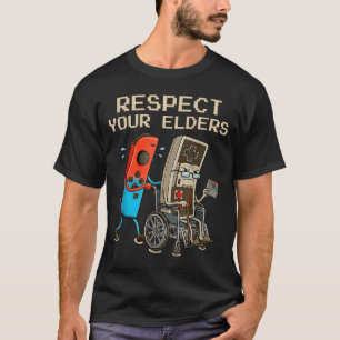 Respect Your Elders Retro Gaming Controller Funny T-Shirt