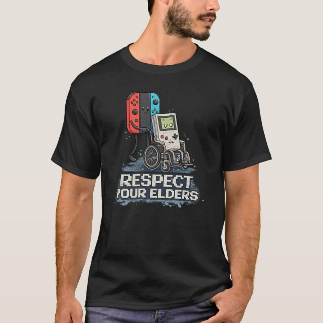 Respect Your Elders Retro Gaming Design T-Shirt (Front)