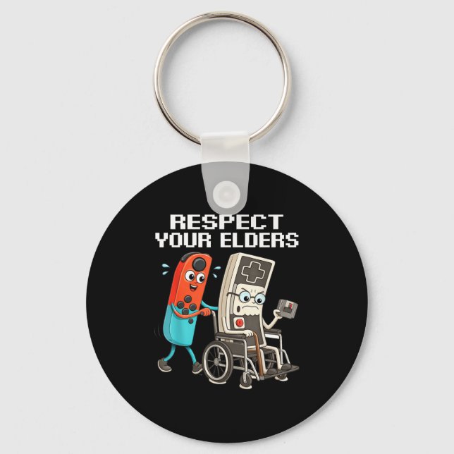 Respect Your Elders Retro Gaming Funny Controller  Key Ring (Front)