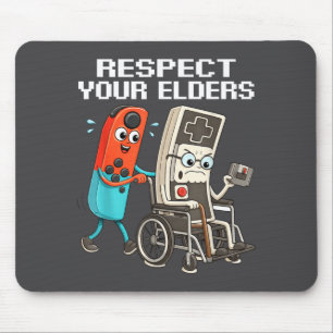 Respect Your Elders Retro Gaming Funny Controller  Mouse Pad