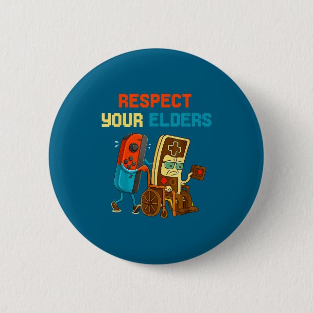 Respect Your Elders Retro Gaming Funny Gamer Contr 6 Cm Round Badge (Front)