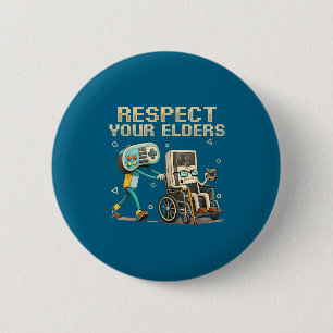 Respect Your Elders Retro Gaming Funny Gamer Contr 6 Cm Round Badge
