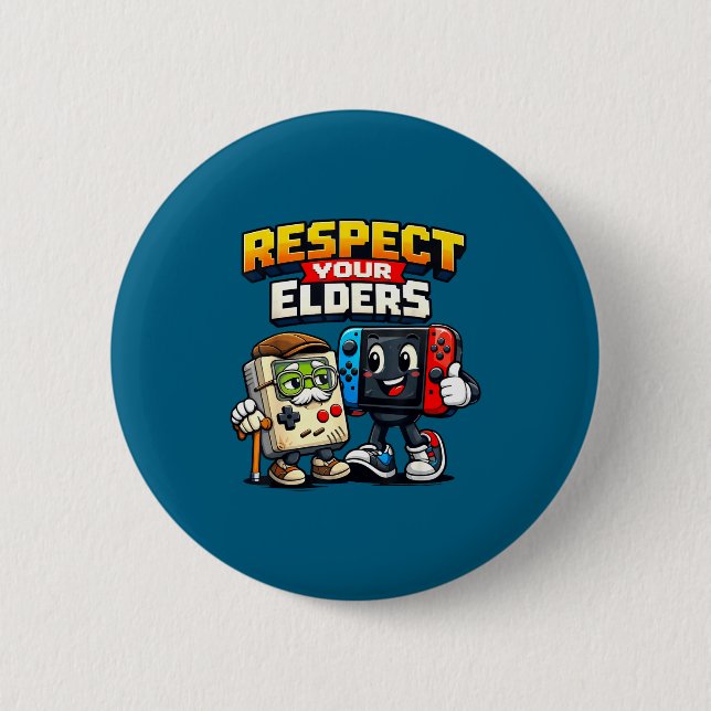Respect Your Elders Retro Gaming Funny Gamer Contr 6 Cm Round Badge (Front)