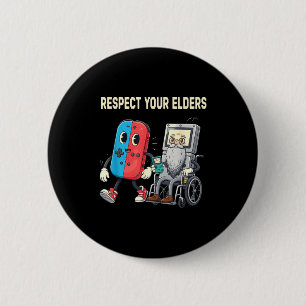 Respect Your Elders Retro Gaming Funny Gamer Contr 6 Cm Round Badge